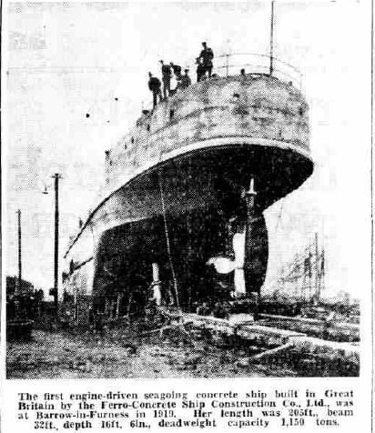 Armistice WWI Concrete Ship built at Barrow in Furness